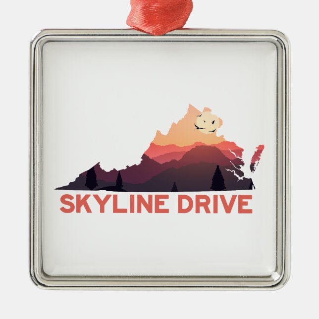 Skyline Drive Shenandoah Virginia Map Metal Tree Decoration (Front)