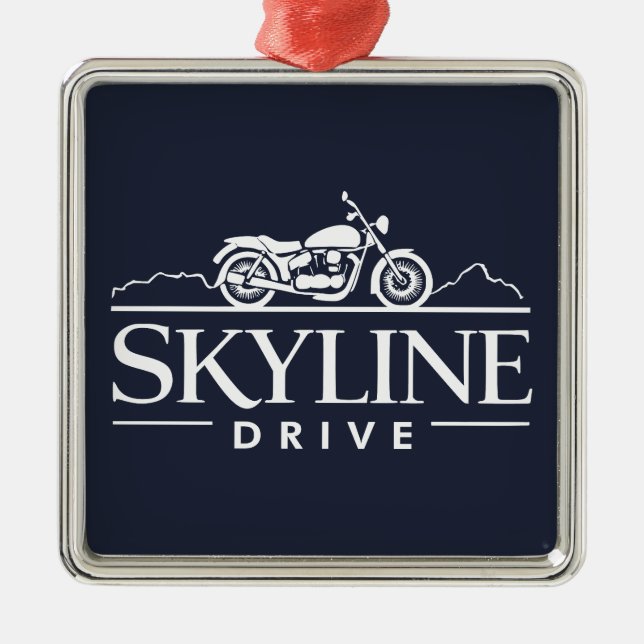 Skyline Drive Virginia Motorcycle Metal Tree Decoration (Front)