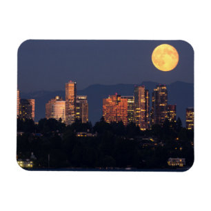 Skyline Of Bellevue From Lake Washington At Dusk Magnet