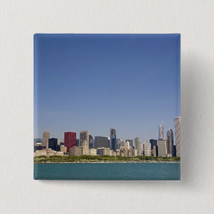 Skyline of Chicago, Illinois, USA. 15 Cm Square Badge