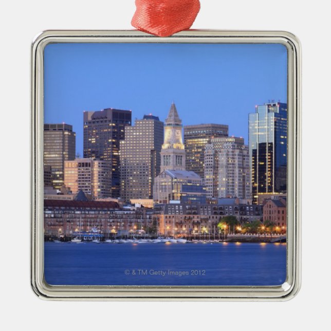 Skyline of downtown Boston from inner Boston Metal Tree Decoration (Front)