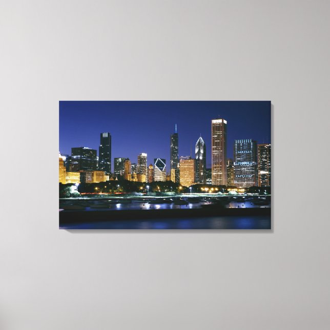 Skyline of Downtown Chicago at night Canvas Print (Front)