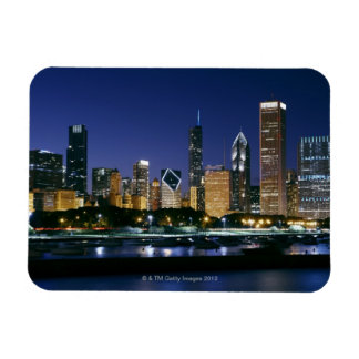 Skyline of Downtown Chicago at night Magnet