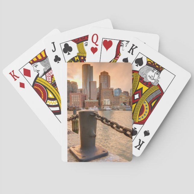 Skyline of Financial District of Boston Playing Cards (Back)