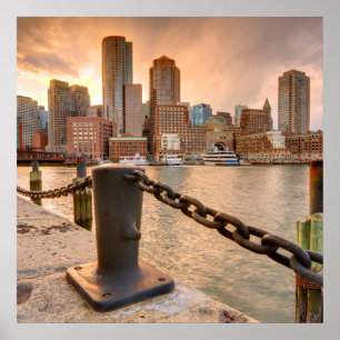 Skyline of Financial District of Boston Poster