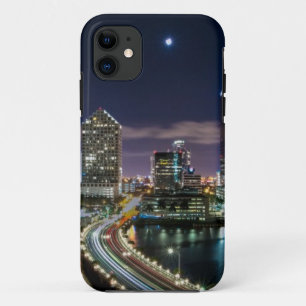 Skyline of Miami city with bridge at night Case-Mate iPhone Case