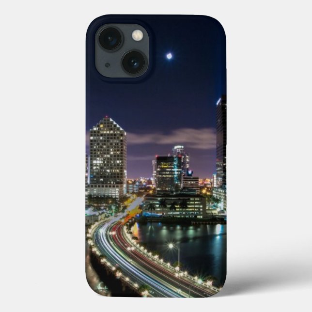 Skyline of Miami city with bridge at night Case-Mate iPhone Case (Back)