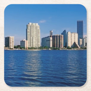 Skyline of Miami, Florida Square Paper Coaster