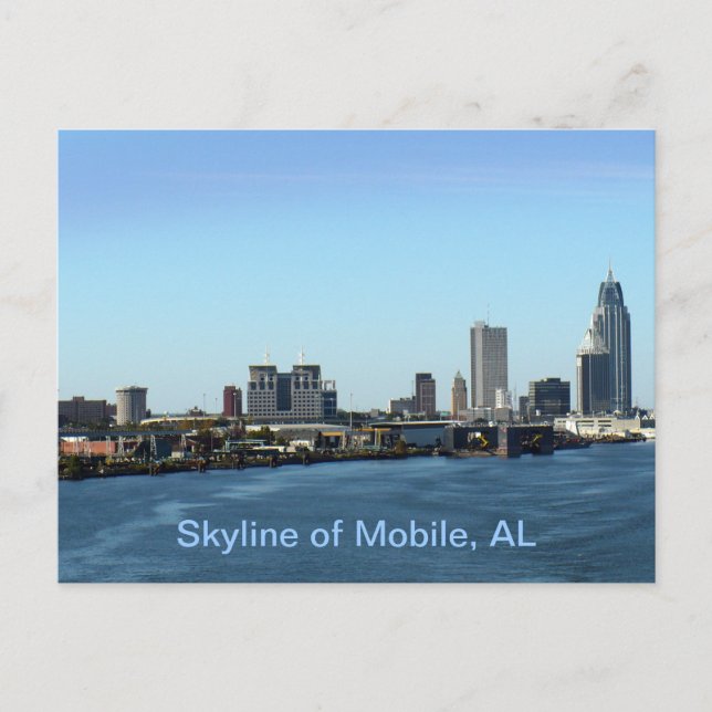 Skyline of Mobile, AL Postcard (Front)