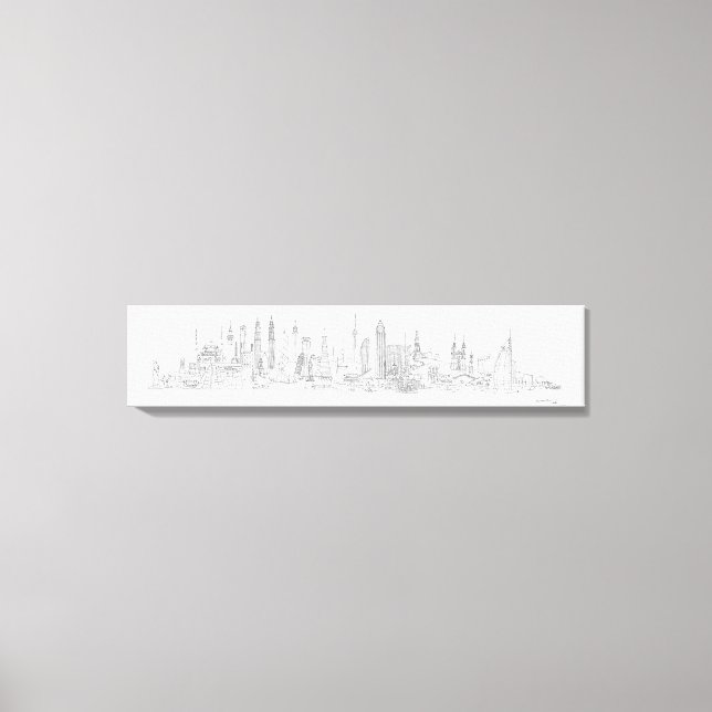 Skyline of the World (Black + White) Canvas Print (Front)