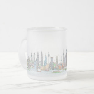 Skyline of the World Frosted Glass Coffee Mug