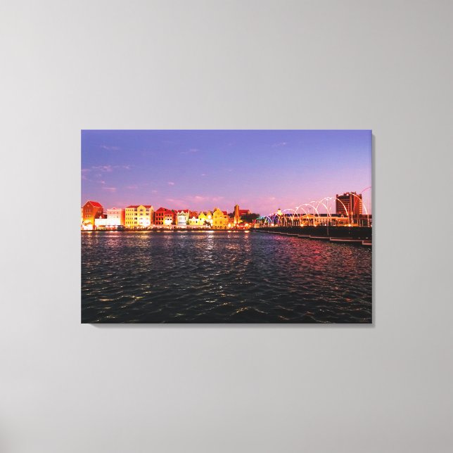 Skyline of Willemstad at Night Canvas Print (Front)