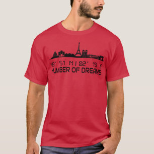 Skyline Paris Silhouette Gps Coordinates T-Shirt