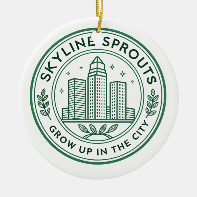 Skyline Sprouts Memorial Ornament | Urban Farming  (Front)