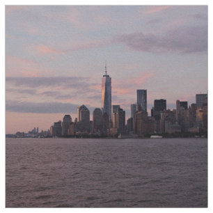 Skyline Themed, View Of A City And Its Buildings L Fabric