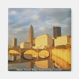 Skyline, Town St. Bridge, Lincoln-LeVeque, Columbu Magnet