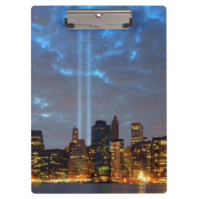 Skyline view of city in night. clipboard (Front)