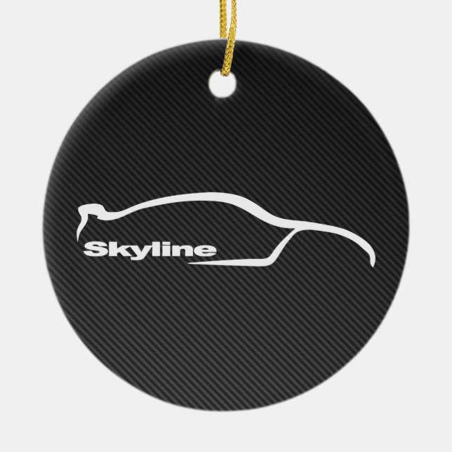Skyline White Silhouette with Carbon fibre Ceramic Tree Decoration (Front)