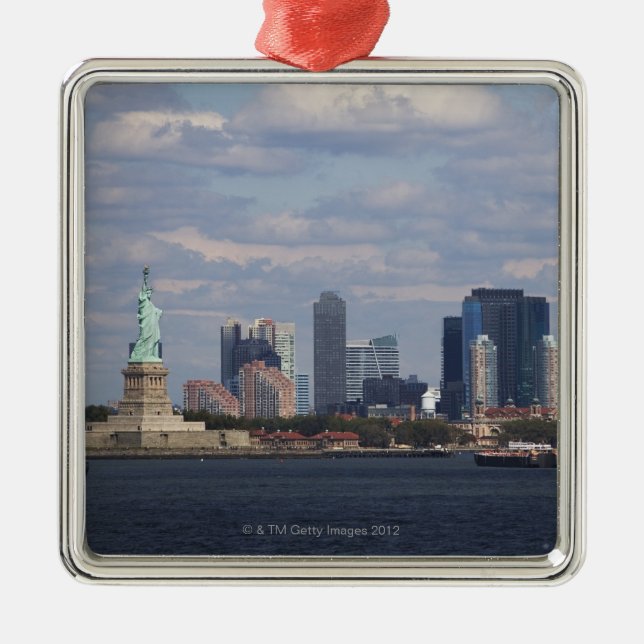 Skyline with Statue of Liberty Metal Tree Decoration (Front)