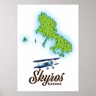 Skyros Greece island map Poster