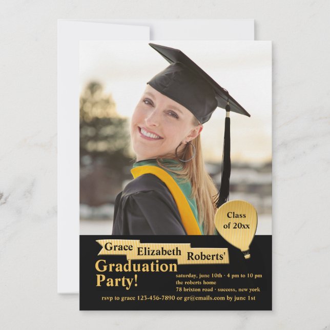 Sky's The Limit Photo Graduation Invitation (Front)