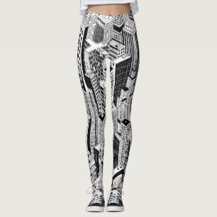 Skyscraper city illustration, isometric seamless p leggings