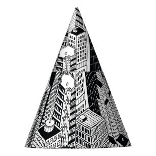 Skyscraper city illustration, isometric seamless p party hat