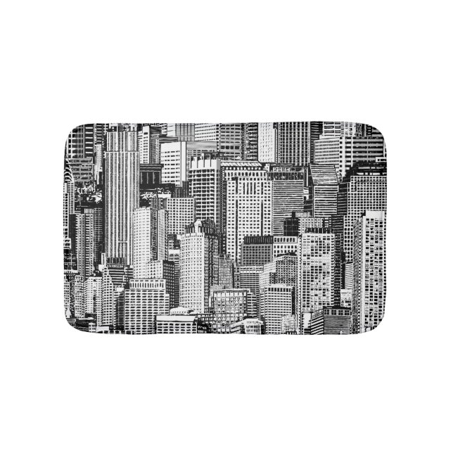 Skyscraper City Isometric Seamless Texture Bath Mat (Front)