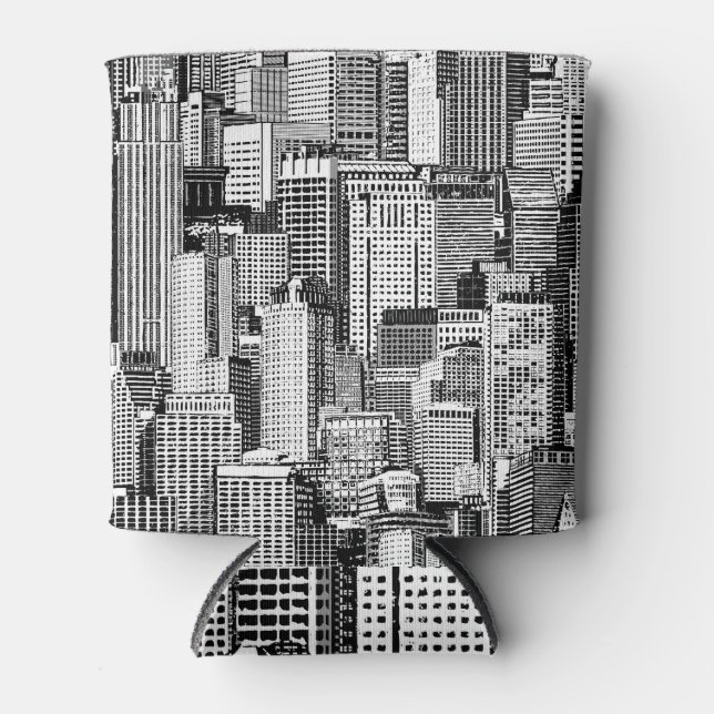 Skyscraper City Isometric Seamless Texture Can Cooler (Front)