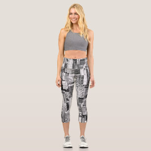 Skyscraper City Isometric Seamless Texture Capri Leggings