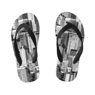 Skyscraper City Isometric Seamless Texture Kid's Jandals
