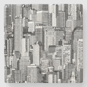 Skyscraper City Isometric Seamless Texture Stone Coaster