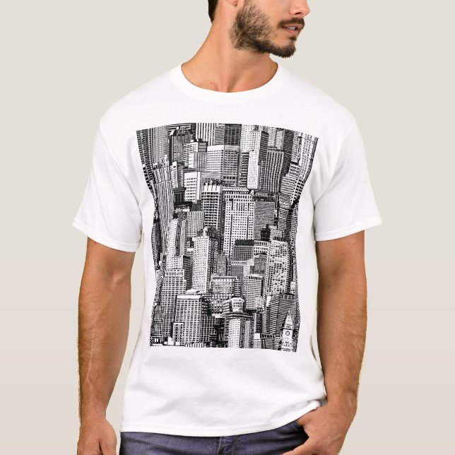 Skyscraper City Isometric Seamless Texture T-Shirt (Front)