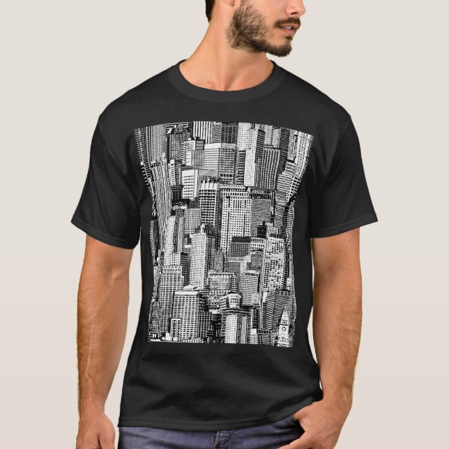 Skyscraper City Isometric Seamless Texture T-Shirt (Front)