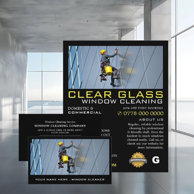 Skyscraper, Window Cleaner, Cleaning Service Business Card (Creator Uploaded)