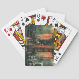 Skyscrapers At Night Abstract Art Playing Cards