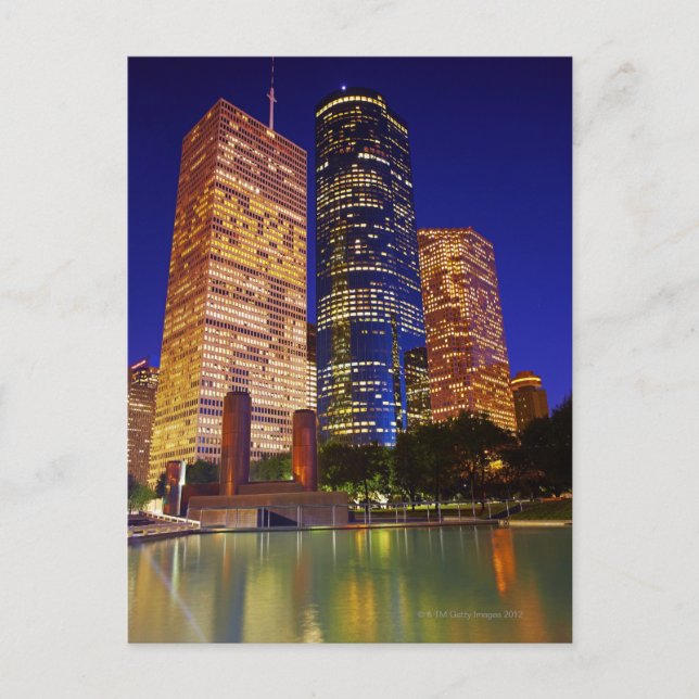 Skyscrapers in downtown Houston reflected in Postcard (Front)