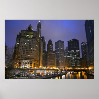 Skyscrapers on the Chicago River Poster