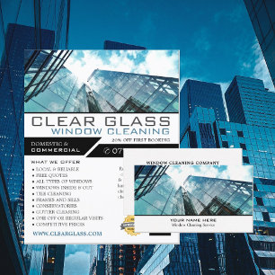 Skyscrapers, Window Cleaner, Cleaning Service Business Card
