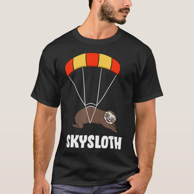 Skysloth Parachuting Skydiving Sloth  T-Shirt (Front)