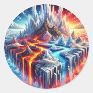 Skyward Clash: The Island of Fire and Ice Classic Round Sticker