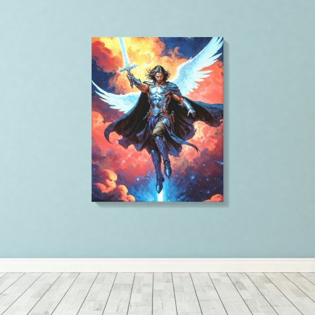 Skywarden Warrior Archangel Michael Canvas Print (Insitu(Wood Floor))