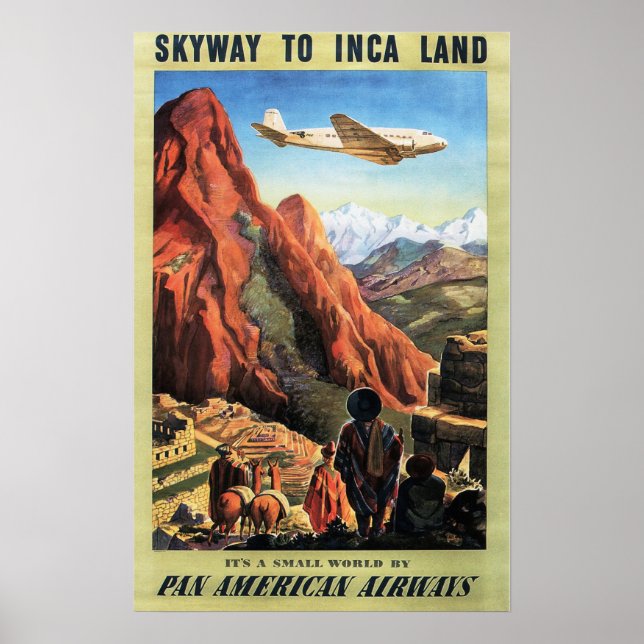 SKYWAY TO INCA LAND Tourism Vintage Travel Poster (Front)
