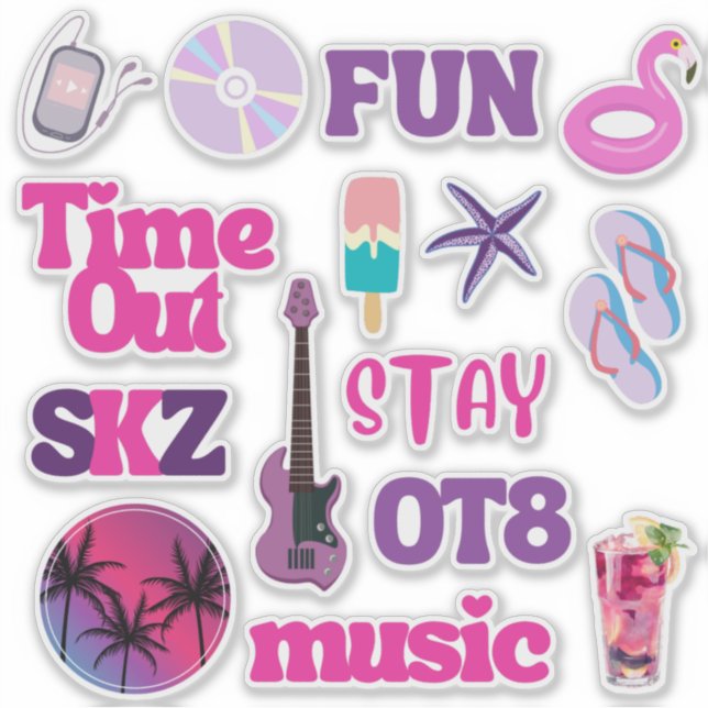 SKZ Time Out (Purple Ver) Custom-Cut Vinyl Sticker (Front)