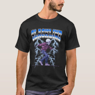 Slackline Slacklining Slackliner Skeleton 90s Boot T-Shirt