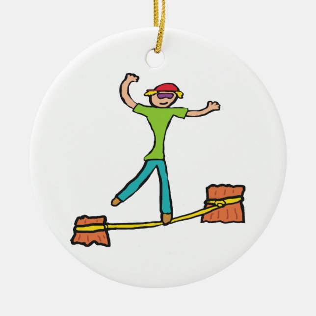 Slacklining Ceramic Tree Decoration (Front)