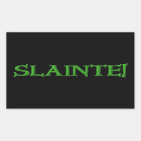 Slainte black rectangle stickers