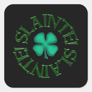Slainte black square stickers