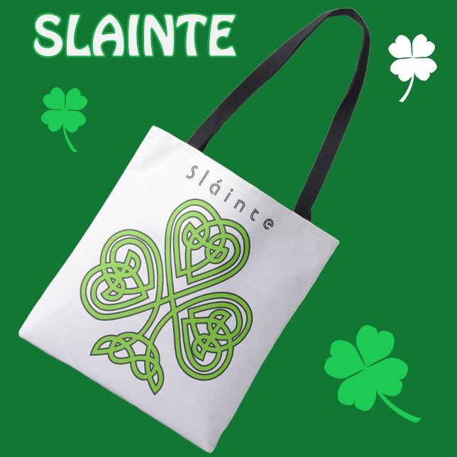 Slainte Celtic Irish Shamrock Design Tote Bag (Creator Uploaded)