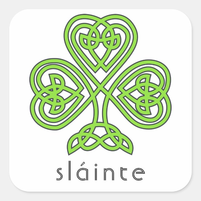 Slainte Celtic Shamrock Green St. Patrick's Day Square Sticker (Front)